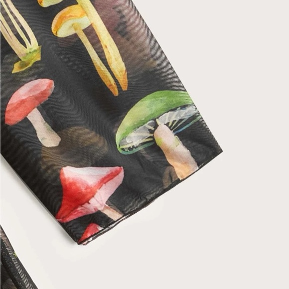 Rave Mushroom Print Swim cover up tie front & reversible bucket hat - Picture 4 of 9